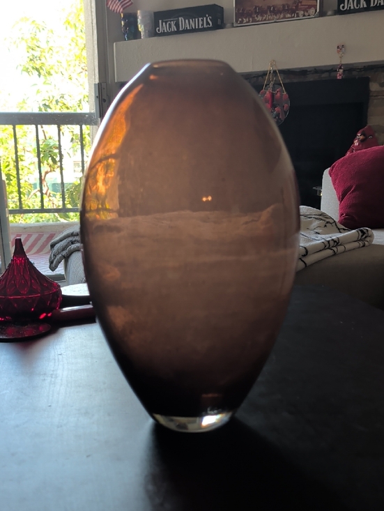 Other - Smoky Brown Large Decorative Glass Vase - Home Accents